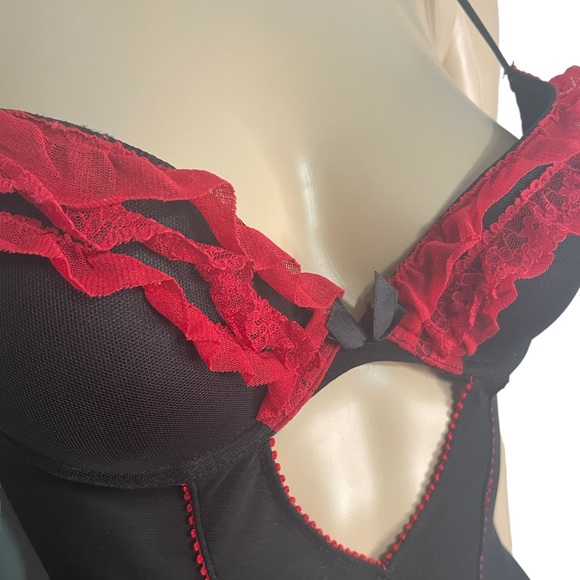 H&M sexy red/black teddy lingerie one piece body suit size small corset - Picture 6 of 8